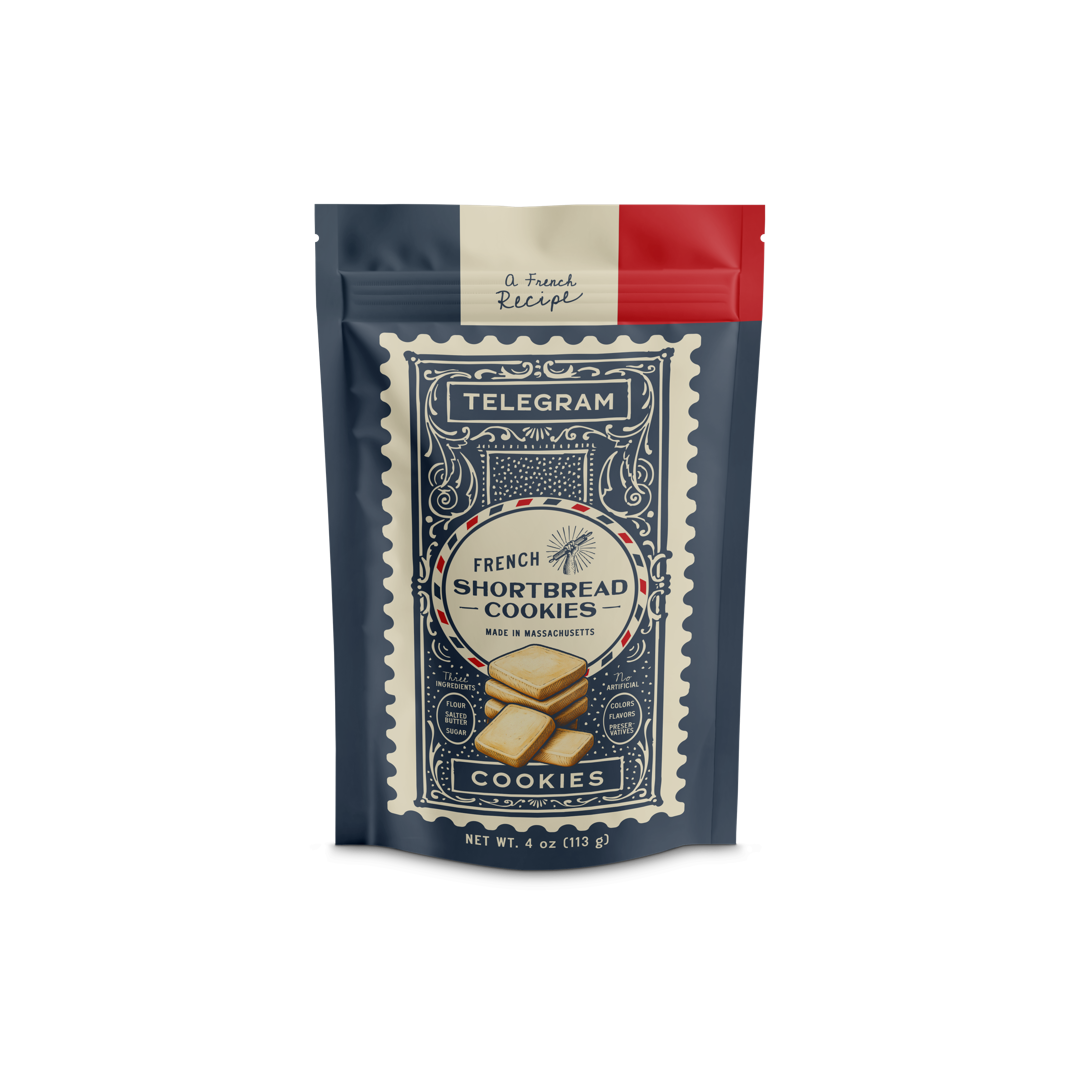 Telegram Cookies pouch — French shortbread cookies made with flour, salted butter, and sugar
